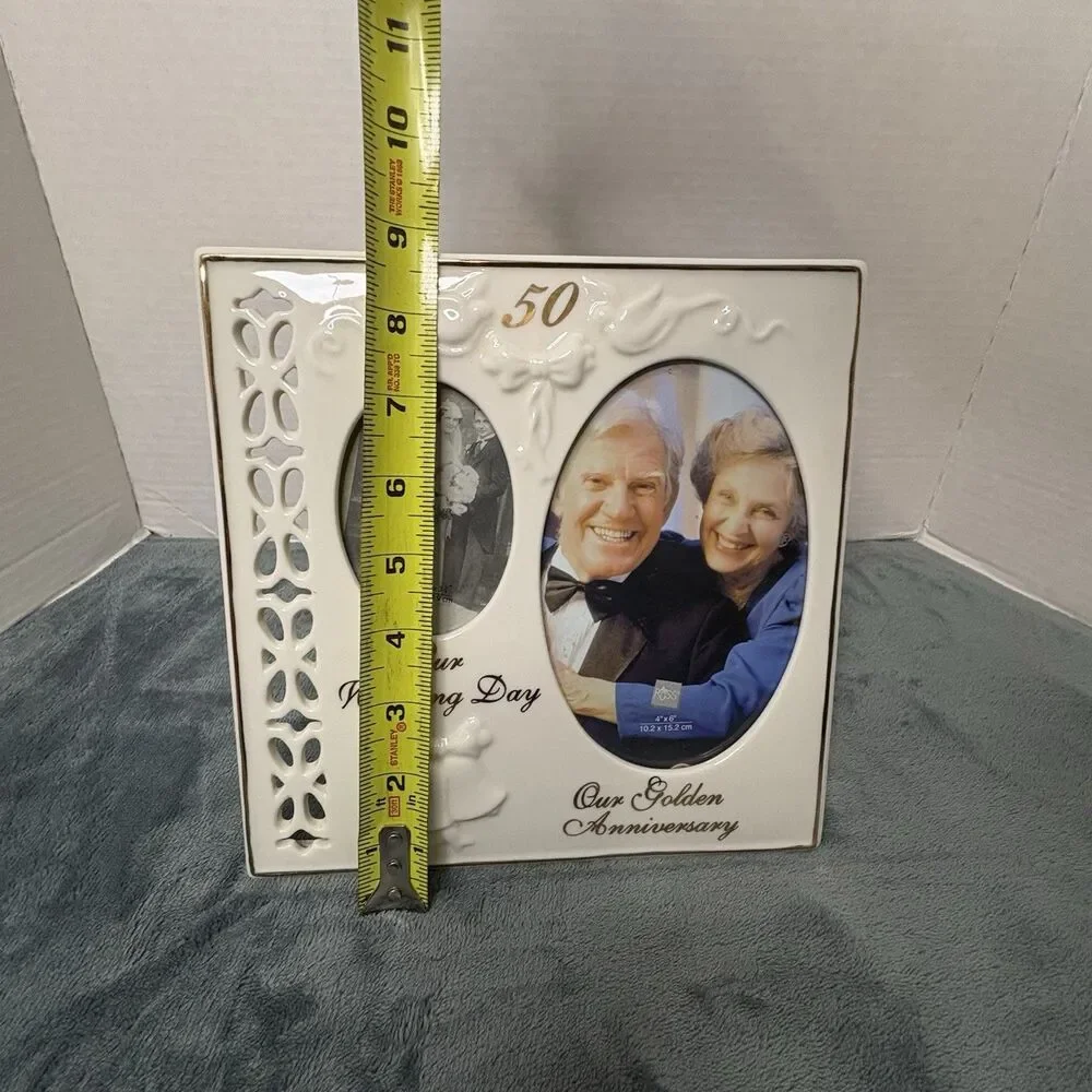 Russ 50th Wedding Anniversary Porcelain Picture Photo Frame Ornate